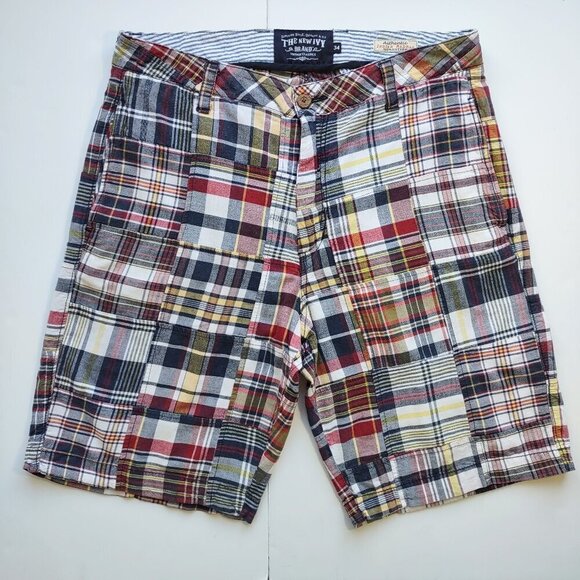 The New Ivy Brand Indian Madras Chino Shorts Patchwork Plaid Men's Size 34 - Picture 5 of 8